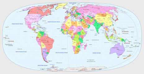 Political world map Tobler Hyperelliptical projection