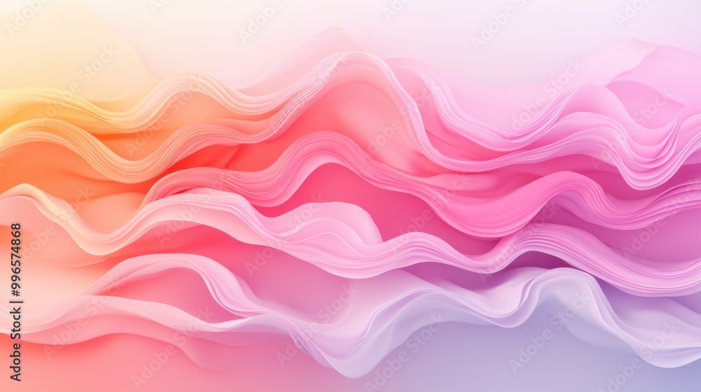 Poster abstract wavy gradient in soft pink and orange tones on a subtle background.