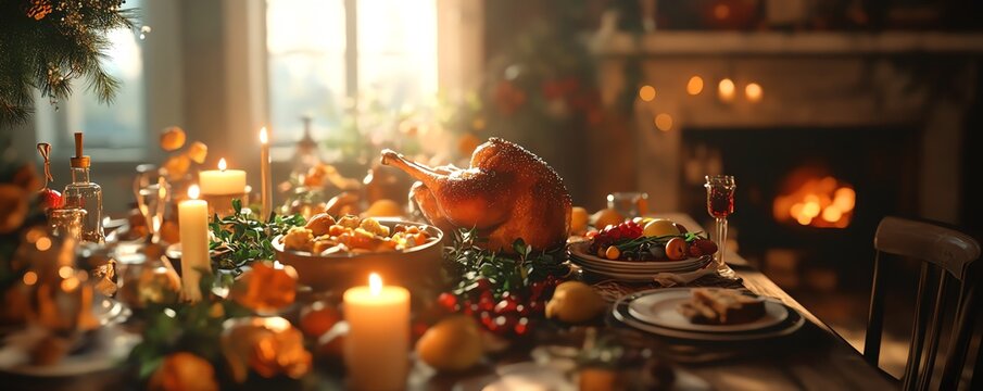 Thanksgiving homecooked meal, family gathered around the stove, festive ambiance, 3D illustration