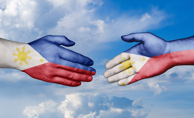 Philippines country handshaking with flags, consensus concept international co-operation illustration