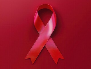 Liver cancer awareness ribbon, dark red background, health concept