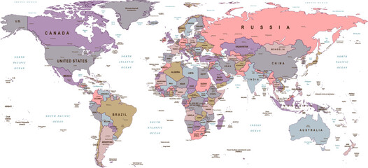 Political world map Patterson projection