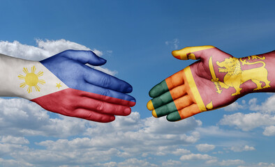 Sri Lanka and Philippines country handshaking with flags, consensus concept international co-operation illustration
