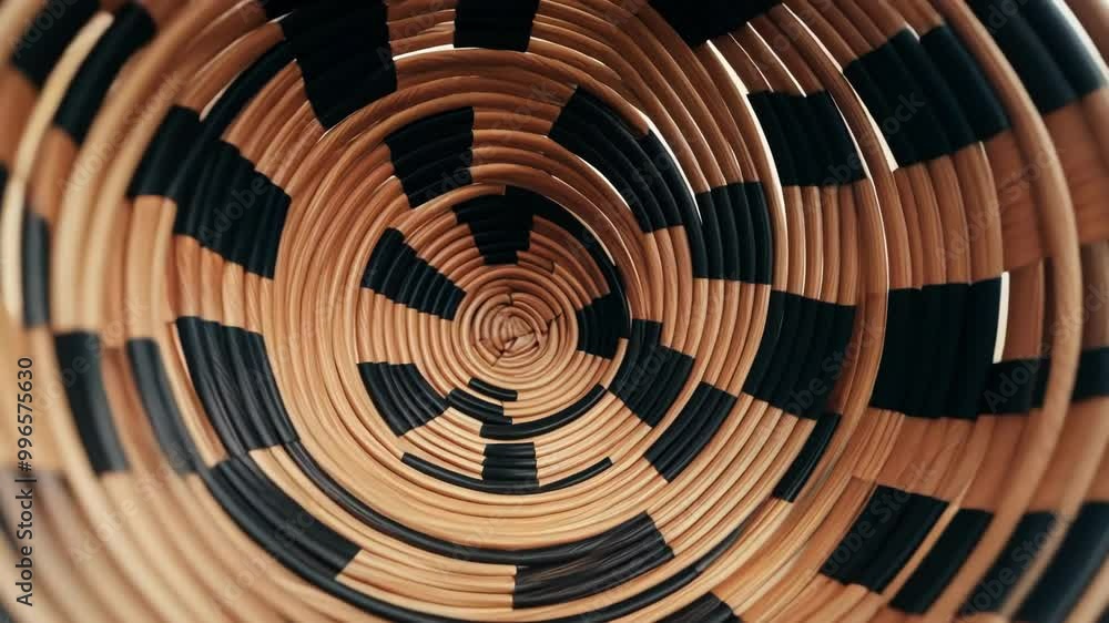 Poster a mesmerizing close up of a handwoven basket, highlighting intricate patterns and textures in a dyna