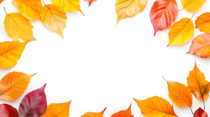 Beautiful fall leaves decorative border with copy space for text