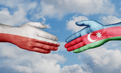 Azerbaijan and Poland country handshaking with flags, consensus concept international co-operation illustration