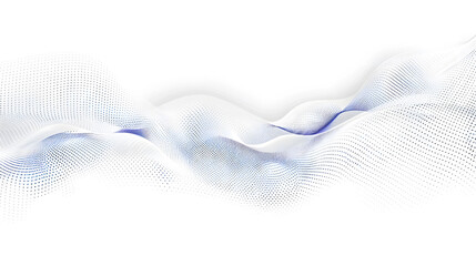 Fototapeta premium White abstract background with grey flowing particles. Digital future technology