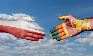 Sri Lanka and Poland country handshaking with flags, consensus concept international co-operation illustration