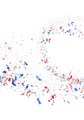 confetti - USA banner mockup with confetti confetti in American national colors. USA Presidents Day, American Labor day, Memorial Day, US election concept.