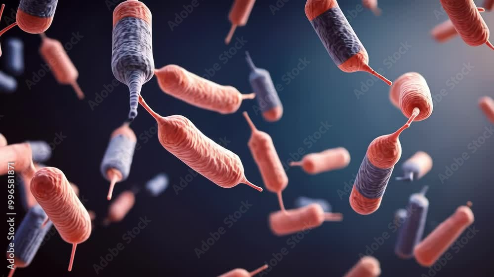 Aufkleber a vibrant animation showcasing microorganisms in motion, emphasizing their structure and dynamic mov