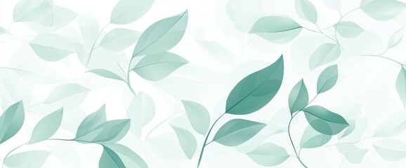 Fototapeta premium A watercolor floral pattern with branches and leaves of plants in green and blue colors. This pattern can be used for wallpaper designs, decor, prints, and textiles.