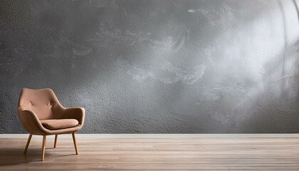 Chair in empty room against concrete gray wall. Modern minimalist studio mockup. Luxury space for premium presentations. chair in the dark room