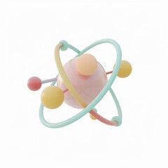 Atom in 3D style on a white background
