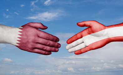 Austria and Qatar country handshaking with flags, consensus concept international co-operation illustration