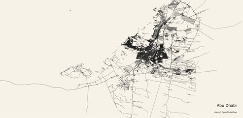 Detailed vector road map of Abu Dhabi, United Arab Emirates
