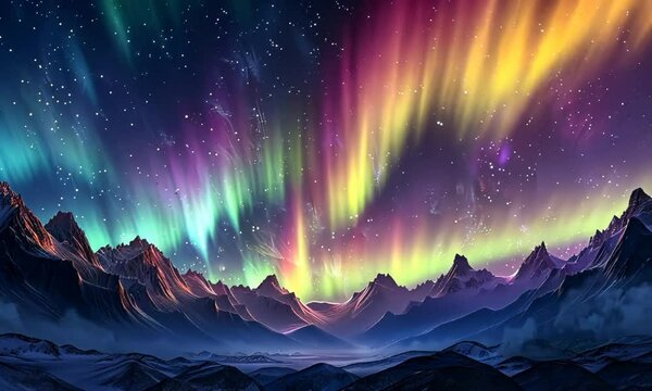 A colorful aurora with mountains in the background Video