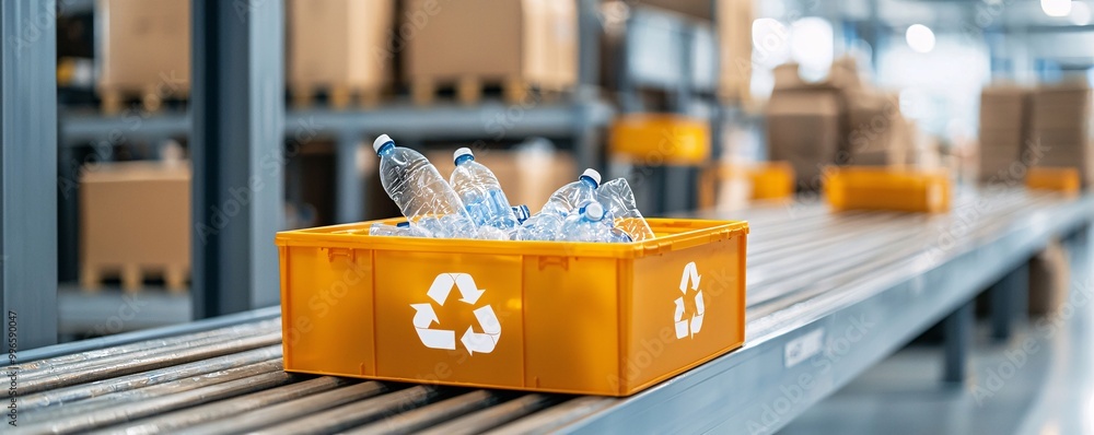 Poster efficient municipal waste sorting at recycling centers - emphasizing secure processing sustainabilit