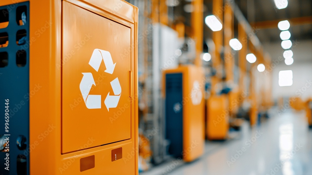 Poster efficient municipal waste sorting at recycling facility - emphasizing secure processing sustainabili