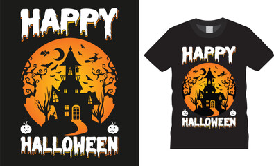 Happy Halloween, Happy Halloween Ghost typography vector t-shirt design template