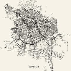 Obraz premium Vector city road map of Valencia, Spain