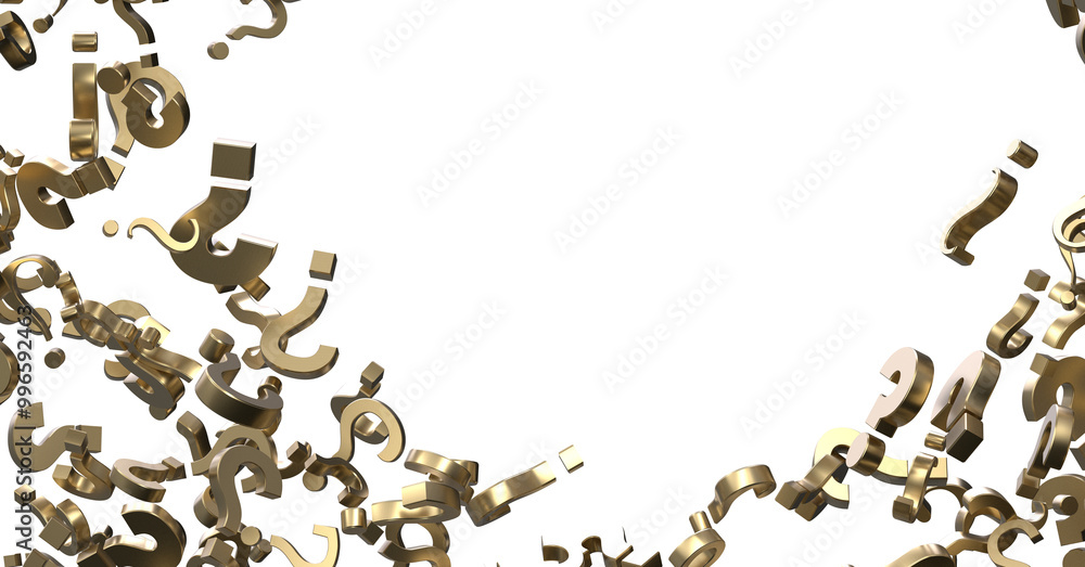 Poster infinite question marks on a plane, original three dimensional illustration.