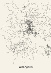 City Road Map OF Whangarei, New Zealand