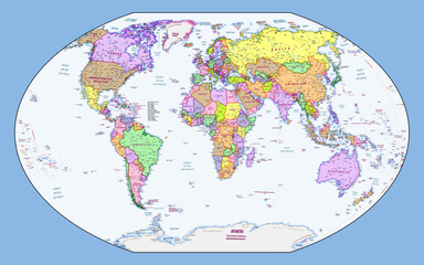 Turkish language Political world map Winkel-Tripel projection