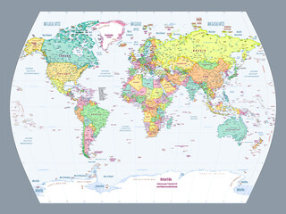 Italian language political world map World times projection