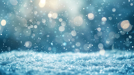 Obraz premium Abstract winter scene with falling snowflakes and sunlight