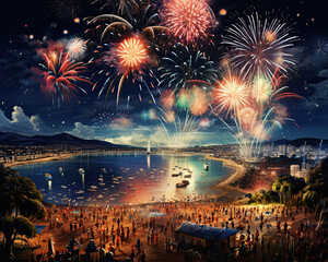 Obraz premium Beautiful dazzling fireworks magic excitement New Years