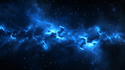 Abstract cosmic nebula with glowing blue light in space