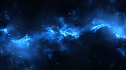 Abstract cosmic nebula with glowing blue light in space