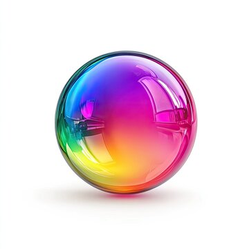 A vibrant glass sphere showcasing a gradient of rainbow colors, perfect for design, art, and colorful backgrounds.