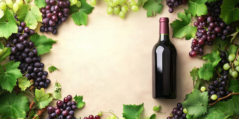 Vino rosso. Uva. Spazio per messaggio o immagini. Banner per menù dei ristoranti.