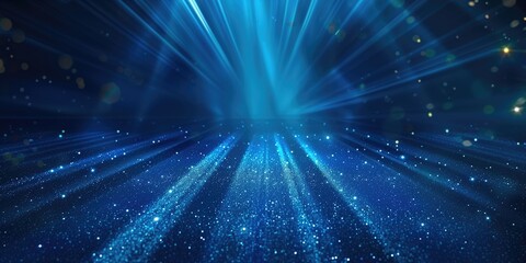 Fototapeta premium Bright blue neon lights creating a gem-like effect on a dark background.