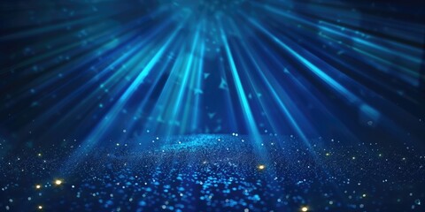 Fototapeta premium Bright blue neon lights creating a sparkling gem-like effect in a dark background.