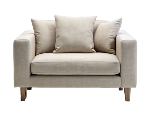Single seated sofa isolated on transparent background