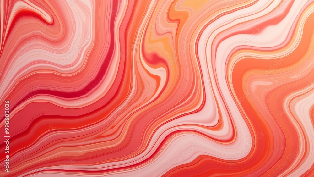 Aufkleber bright coral and peach swirls in a liquid marble background create a soft, yet dynamic design. the v