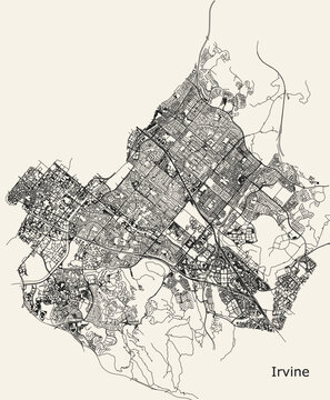 Vector city road map of Irvine California USA