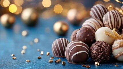 Festive Arrangement of Chocolate Truffles on a Table