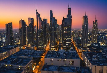 Obraz premium Urban skyline at dusk