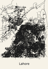 City road map of Lahore, Punjab, Pakistan
