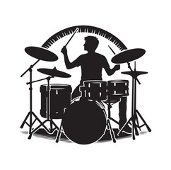 Fototapeta premium Drummer Silhouette, Vector Illustration
