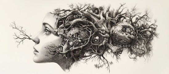 Fototapeta premium Surreal drawing influenced by biological concepts