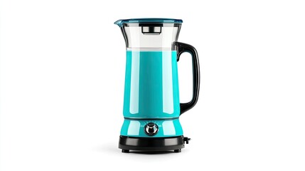 A vibrant teal blender showcasing a sleek design, perfect for blending smoothies and cooking recipes in a modern kitchen.