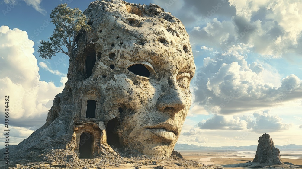Poster striking surreal deformations create a captivating backdrop for imaginative concepts