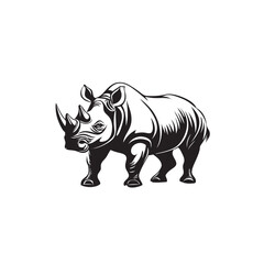 Silhouette vector illustration of standing rhinoceros Rhino view for logo Rhino Vector illustration
