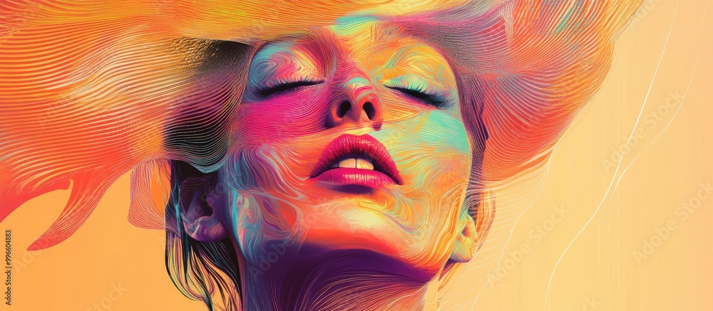 Poster surreal portrait in an abstract style