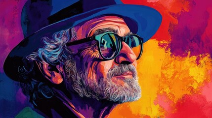 Vibrant portrait of a renowned Spanish artist known for his unique style and contributions to the art world