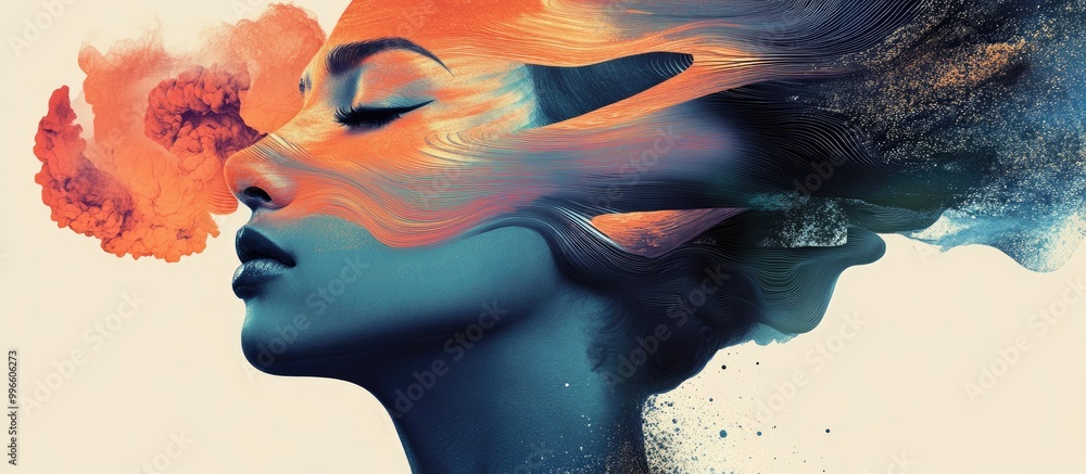 Poster Surreal portrait with abstract elements